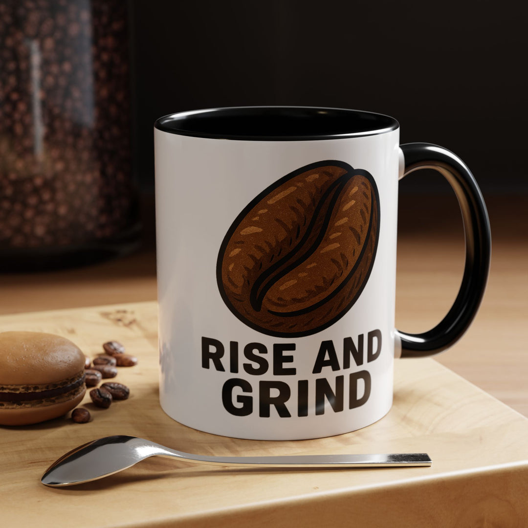 Motivational Coffee Mug Rise and Grind Ceramic Cup Gift