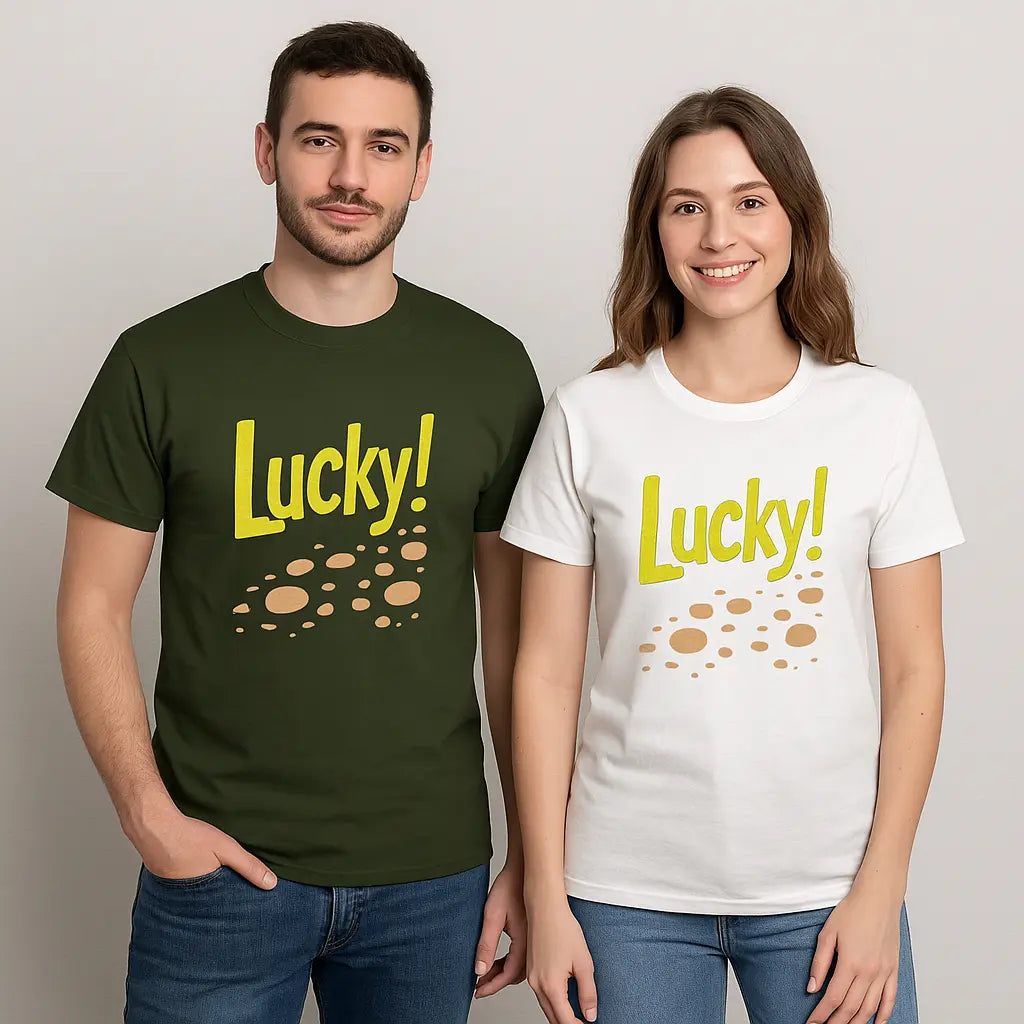 100% Cotton "Lucky!" Tee for comfort and cheerful vibes