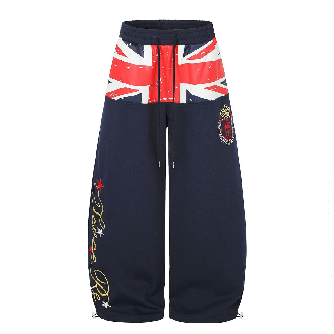 High Waist Wide Leg Sweatpants with Flag Print Graphics