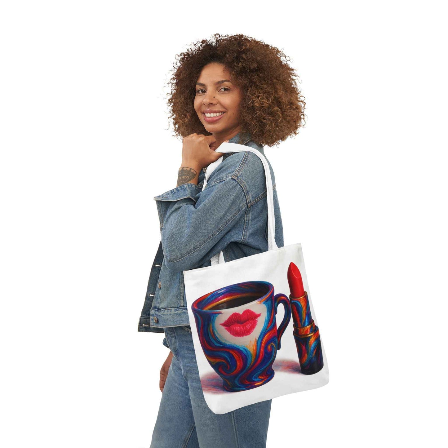 Canvas Tote Bag with 5-Color Straps & Sleek Black Lining