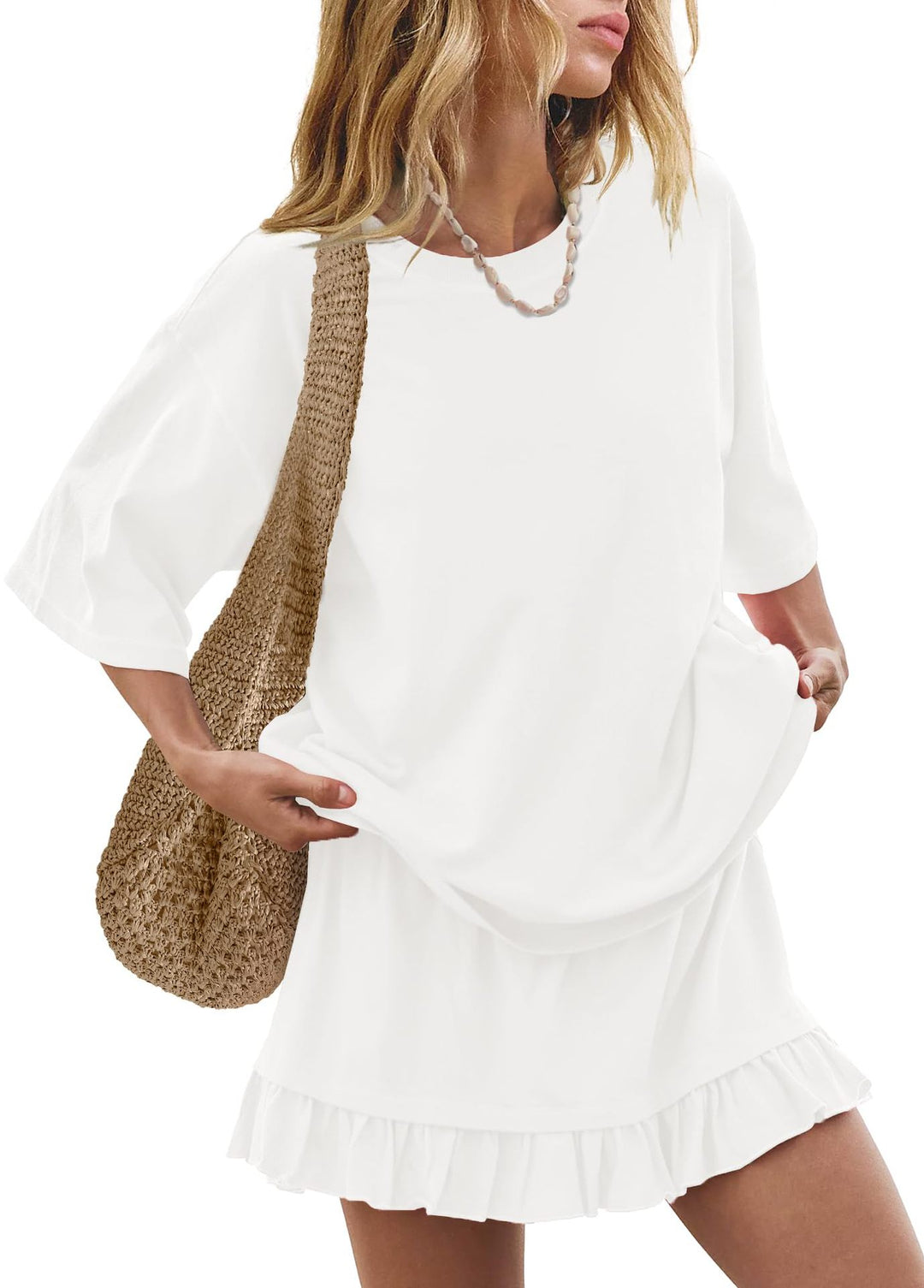 Women’s Casual Two Piece Skirt Set Short Sleeve Styles!
