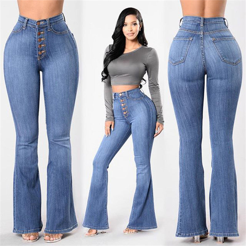 high waist stretch jeans back detail flattering waist fit modern styling