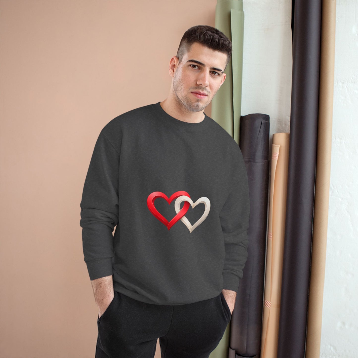 Heart Duo Unisex Sweatshirt – Minimal Valentine Style