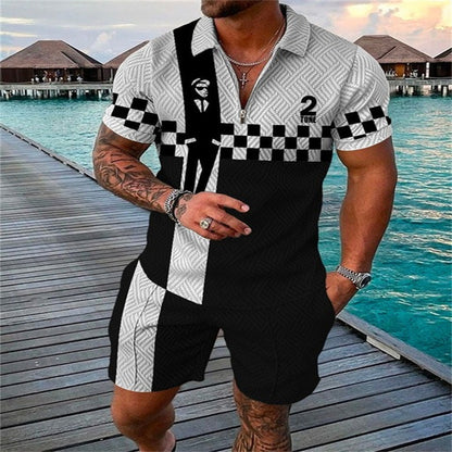 Men’s Breathable Short Sleeve Polo & Shorts Casual