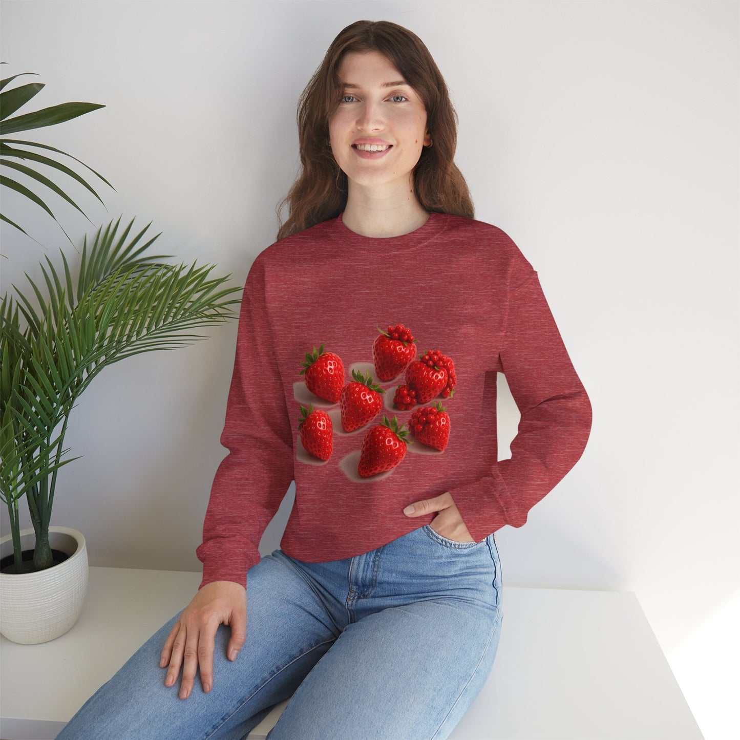 Strawberry Sweatshirt – Cozy Unisex Crewneck for Fall