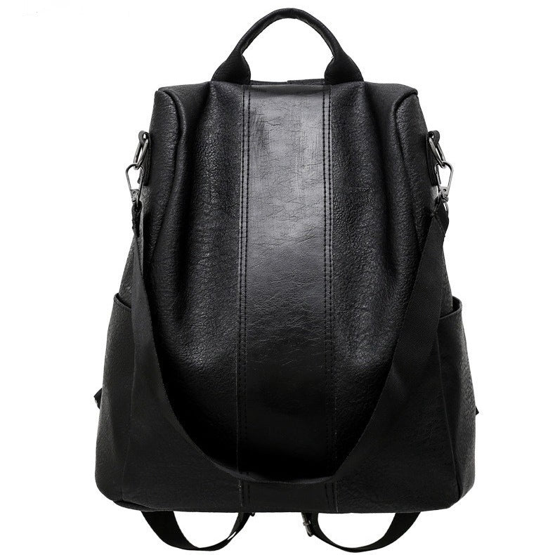 Women's Solid Color Large Capacity PU Leather Backpack