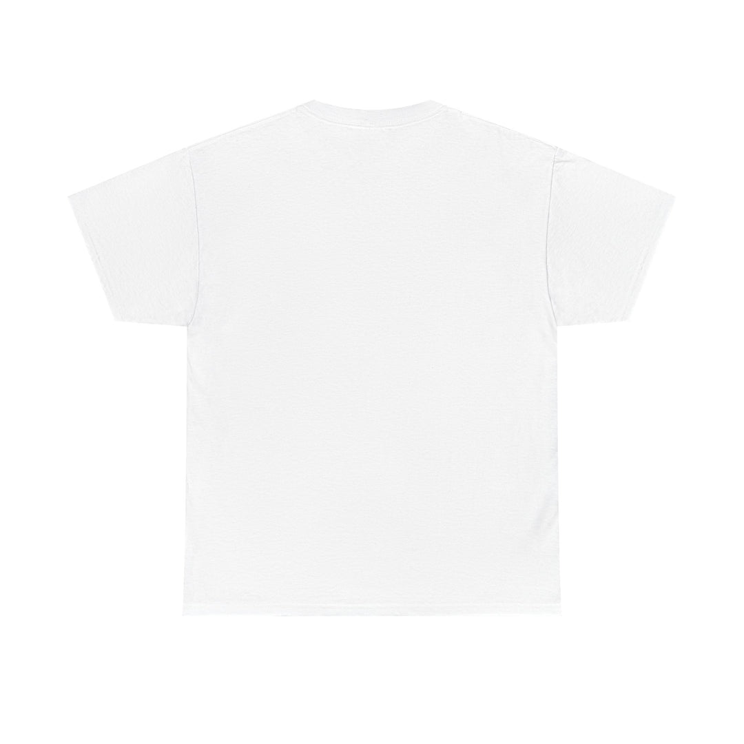 Floral cotton tee folded neatly with close-up view of ribbed crew neckline