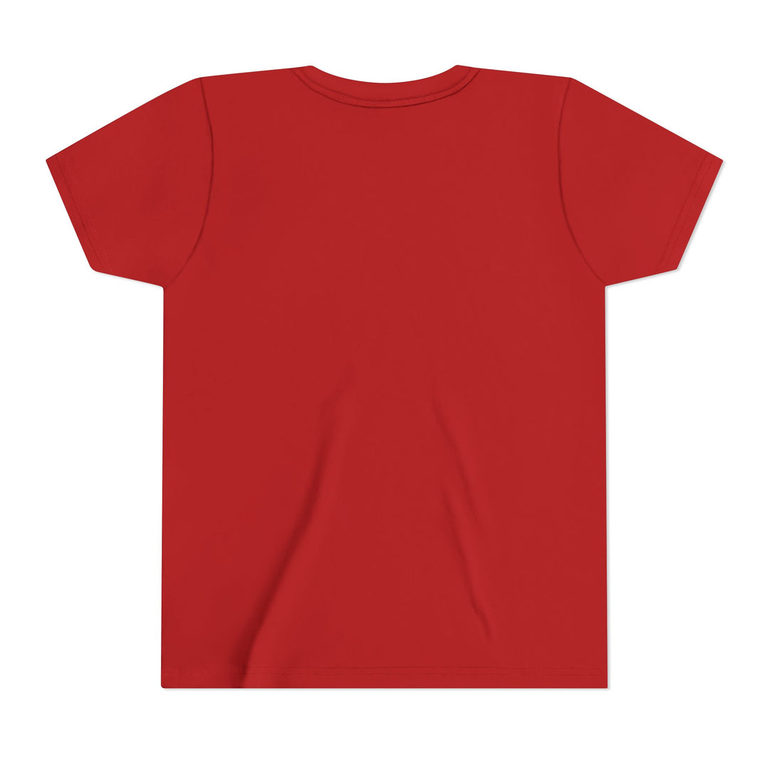 Back to School Youth Tee in solid red, back view