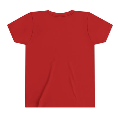 Back to School Youth Tee in solid red, back view