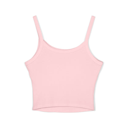 Pink spaghetti strap tank top with mid-length cut