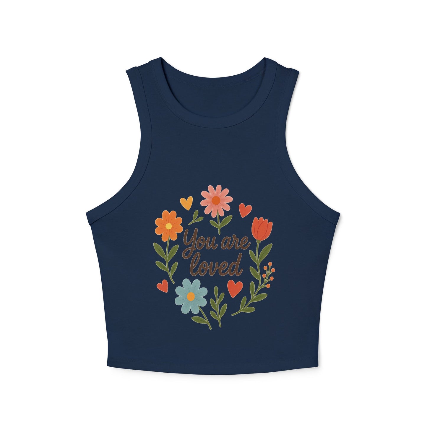Women's Floral Quote Racer Tank – Ribbed Summer Fit