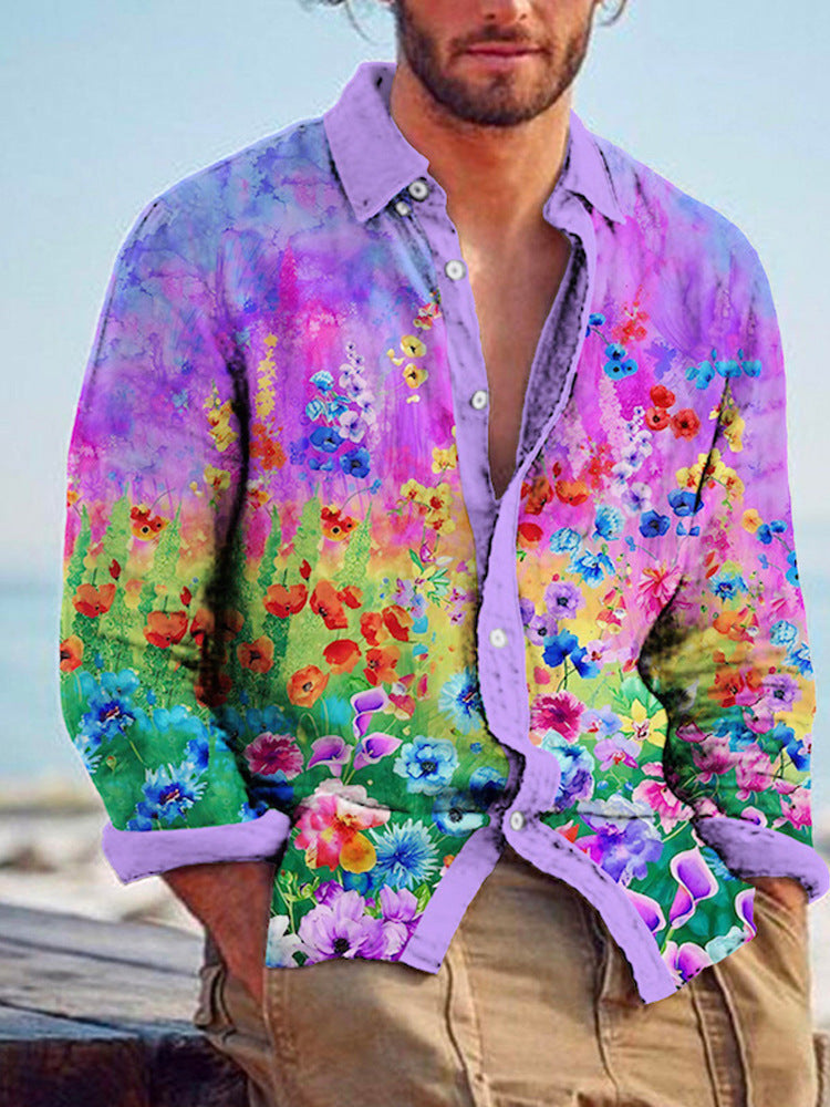 Bamboo Linen Printed Men's Shirt – Color-Match Style