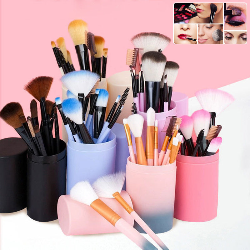 12pcs Makeup Brush Set – Lightweight plastic handles for control and precision on face & eyes