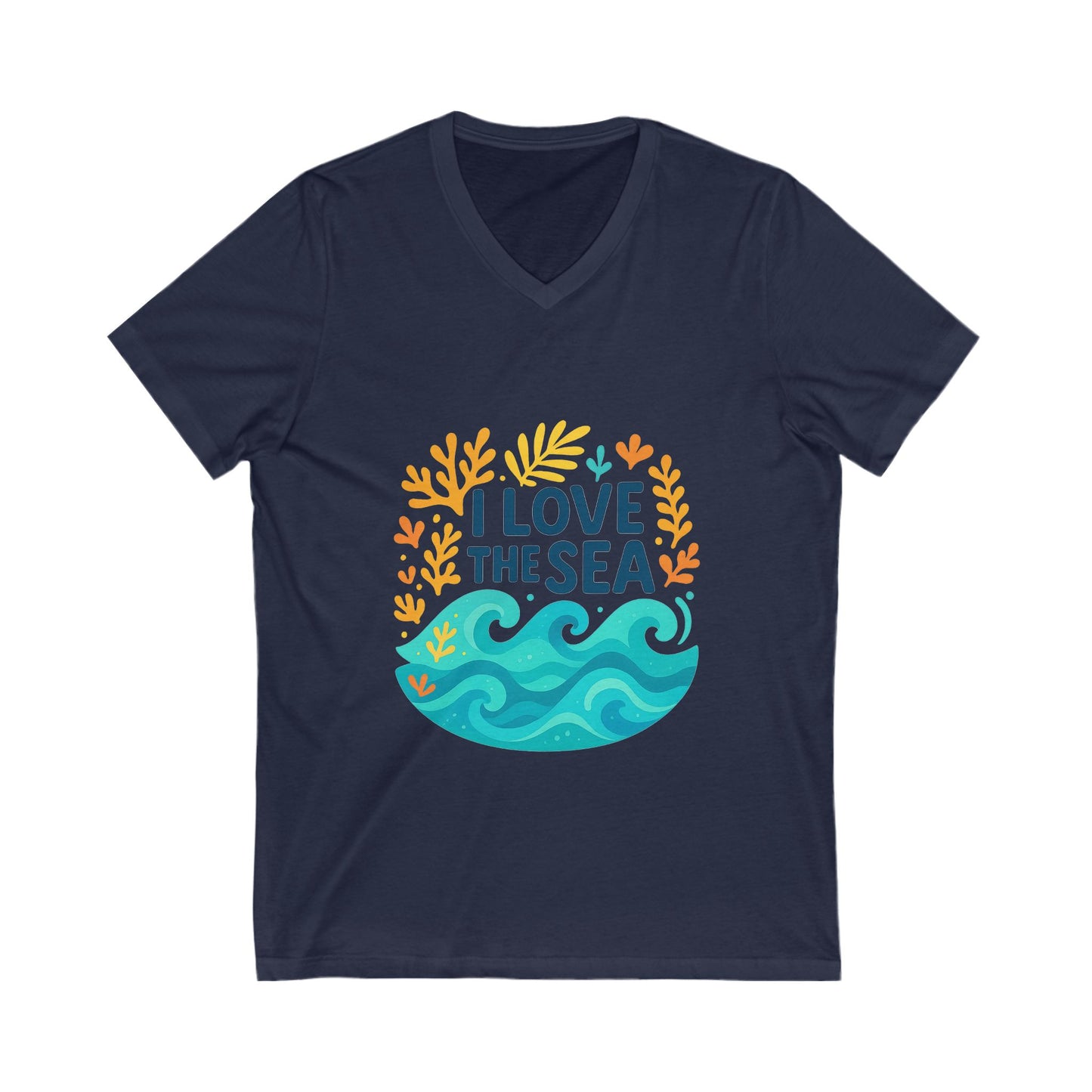 Ocean Love V-Neck Tee Casual Beach Shirt for Summer
