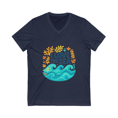 Ocean Love V-Neck Tee Casual Beach Shirt for Summer
