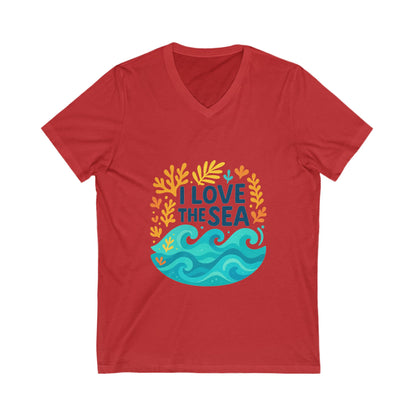 Ocean Love V-Neck Tee Casual Beach Shirt for Summer