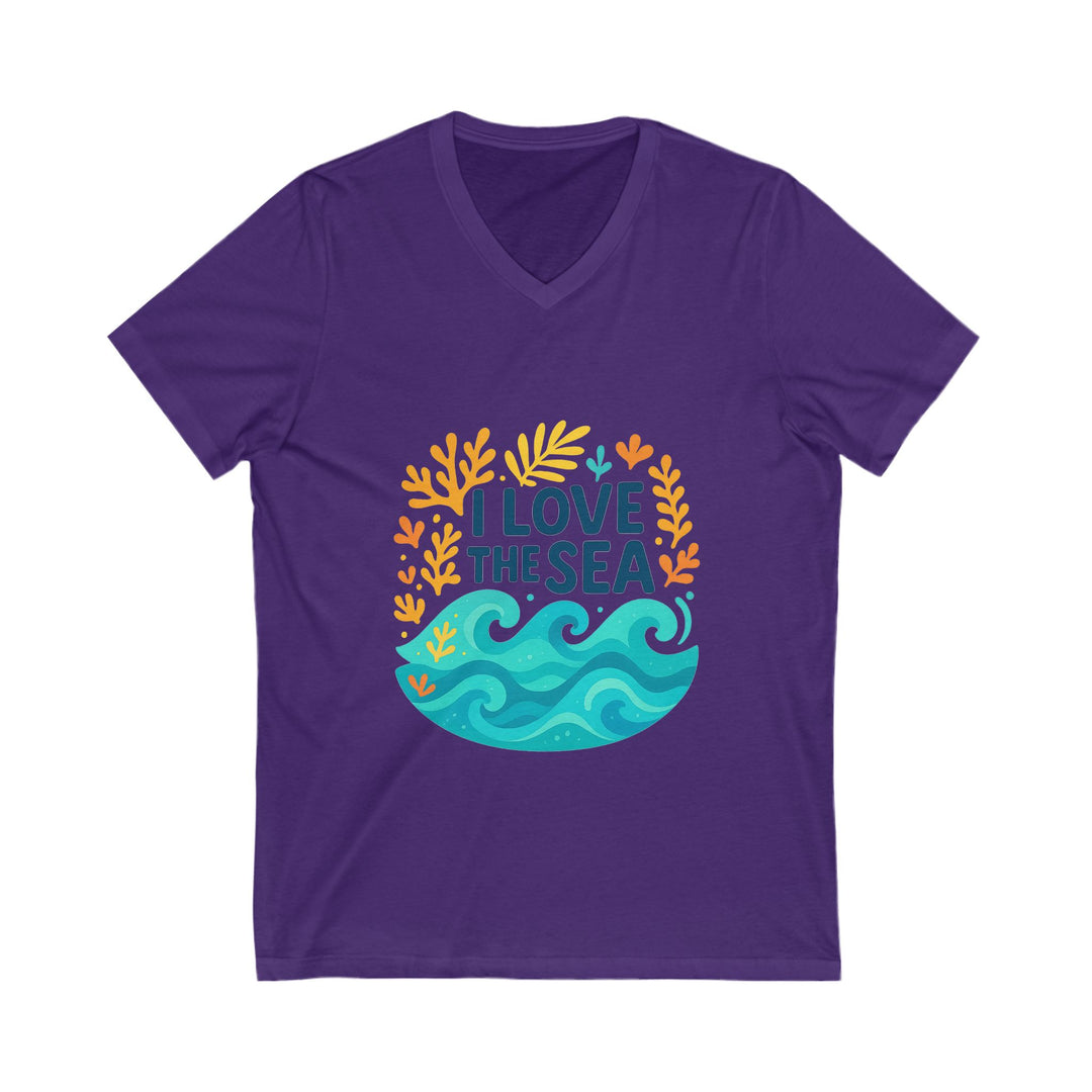Ocean Love V-Neck Tee Casual Beach Shirt for Summer