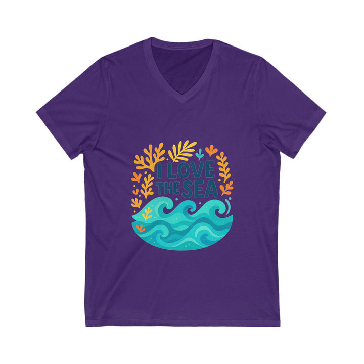 Ocean Love V-Neck Tee Casual Beach Shirt for Summer