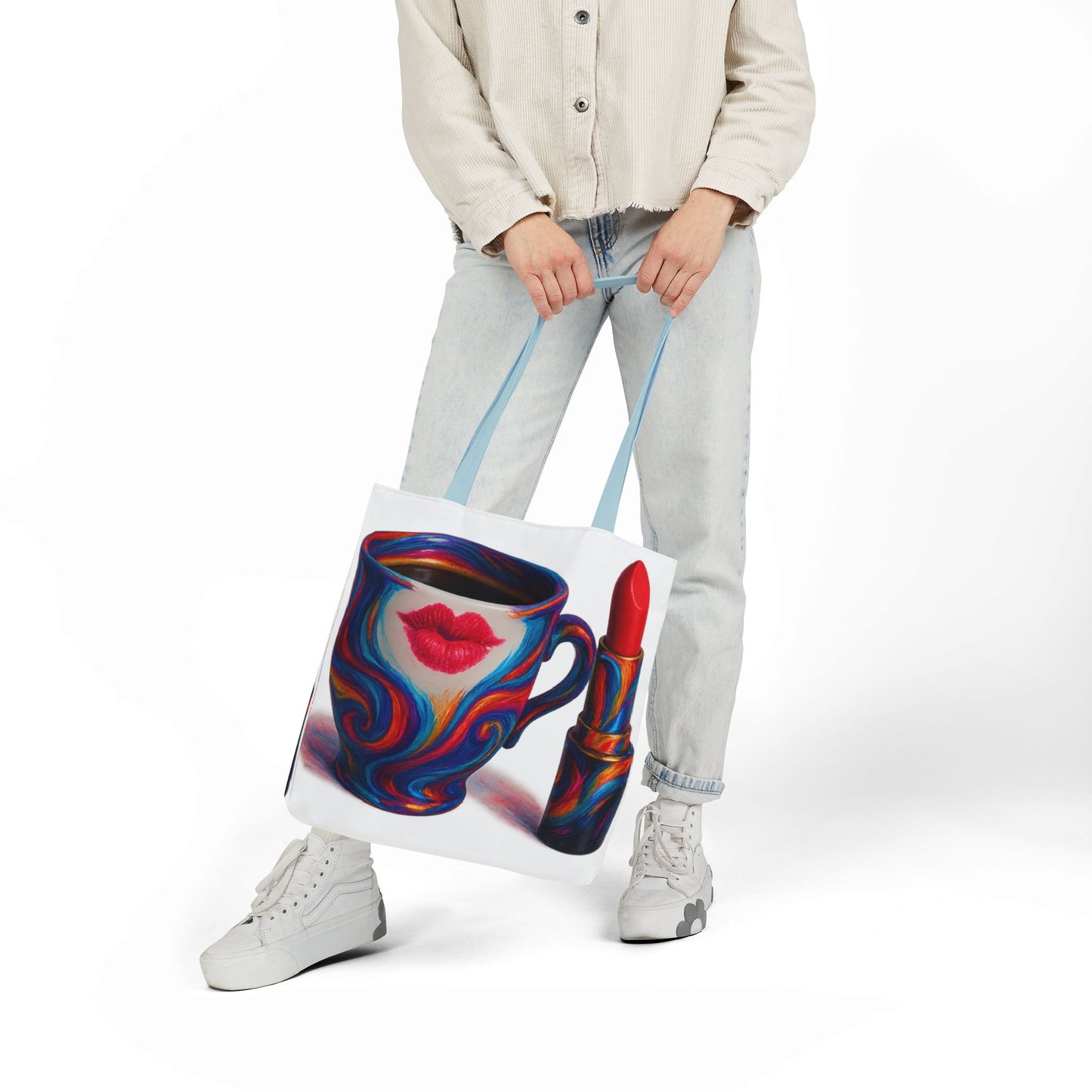 Canvas Tote Bag with 5-Color Straps & Sleek Black Lining