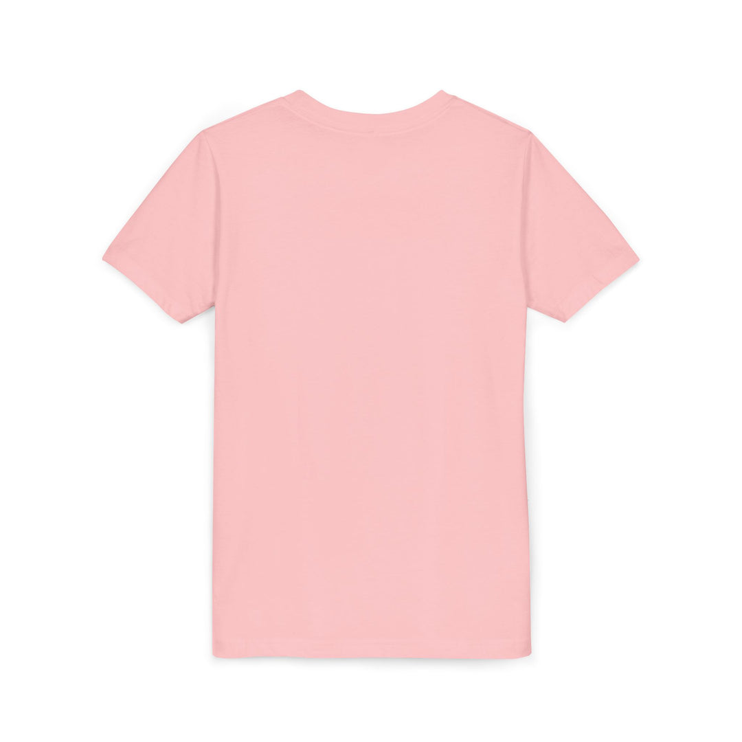 Back to School Youth Tee in soft pink, back view