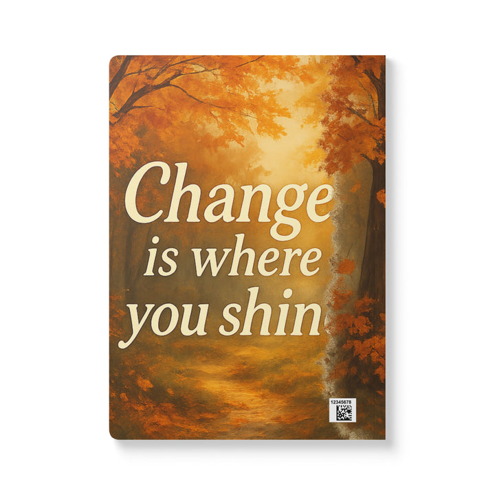 Motivational notebook product view showing the cover design and practical format for writers, students and everyday journaling.