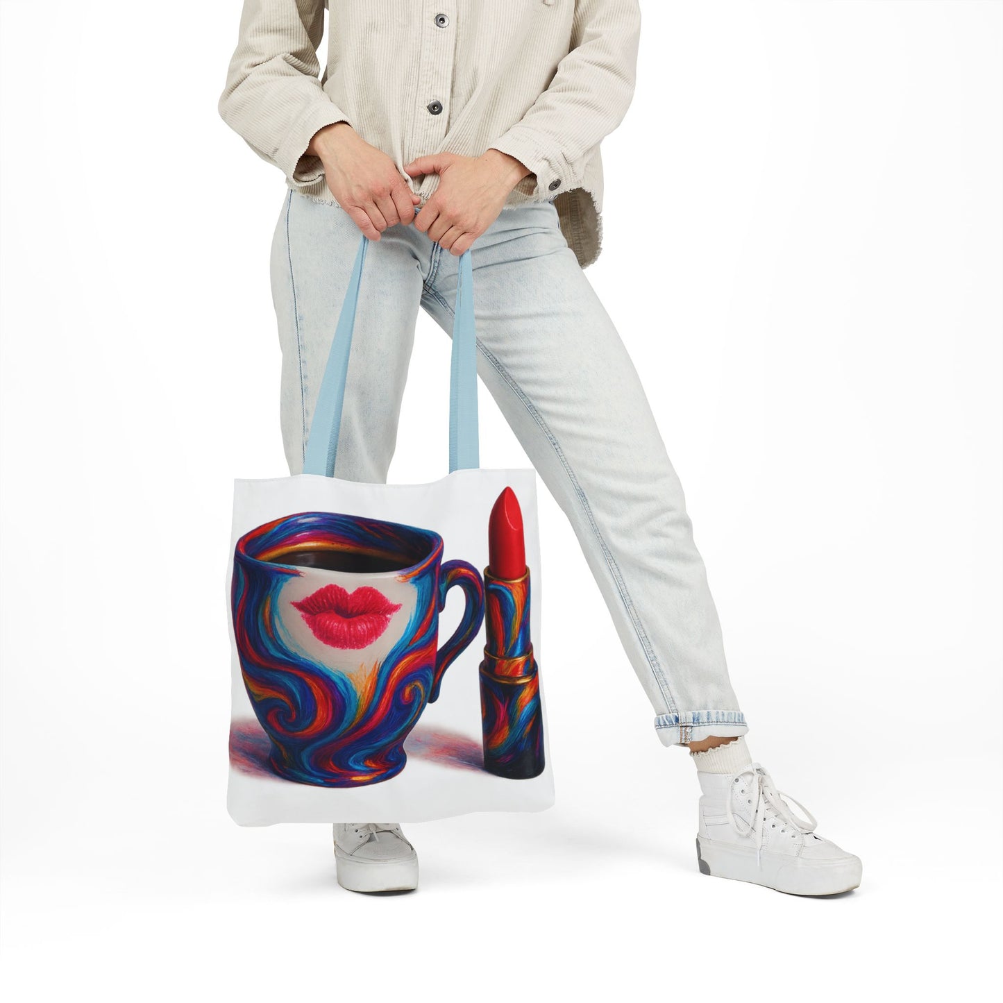 Canvas Tote Bag with 5-Color Straps & Sleek Black Lining