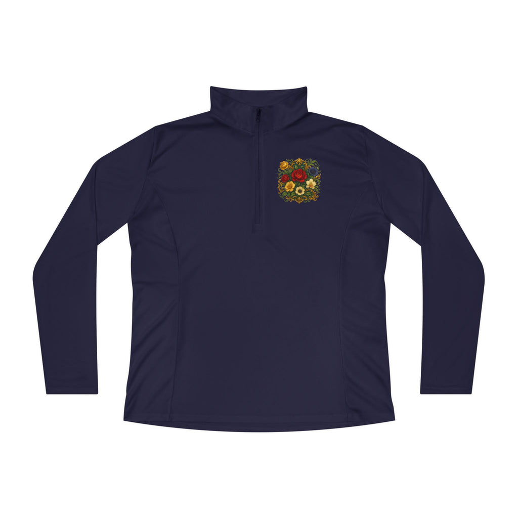 Floral Ladies Quarter-Zip Pullover – Get Cozy