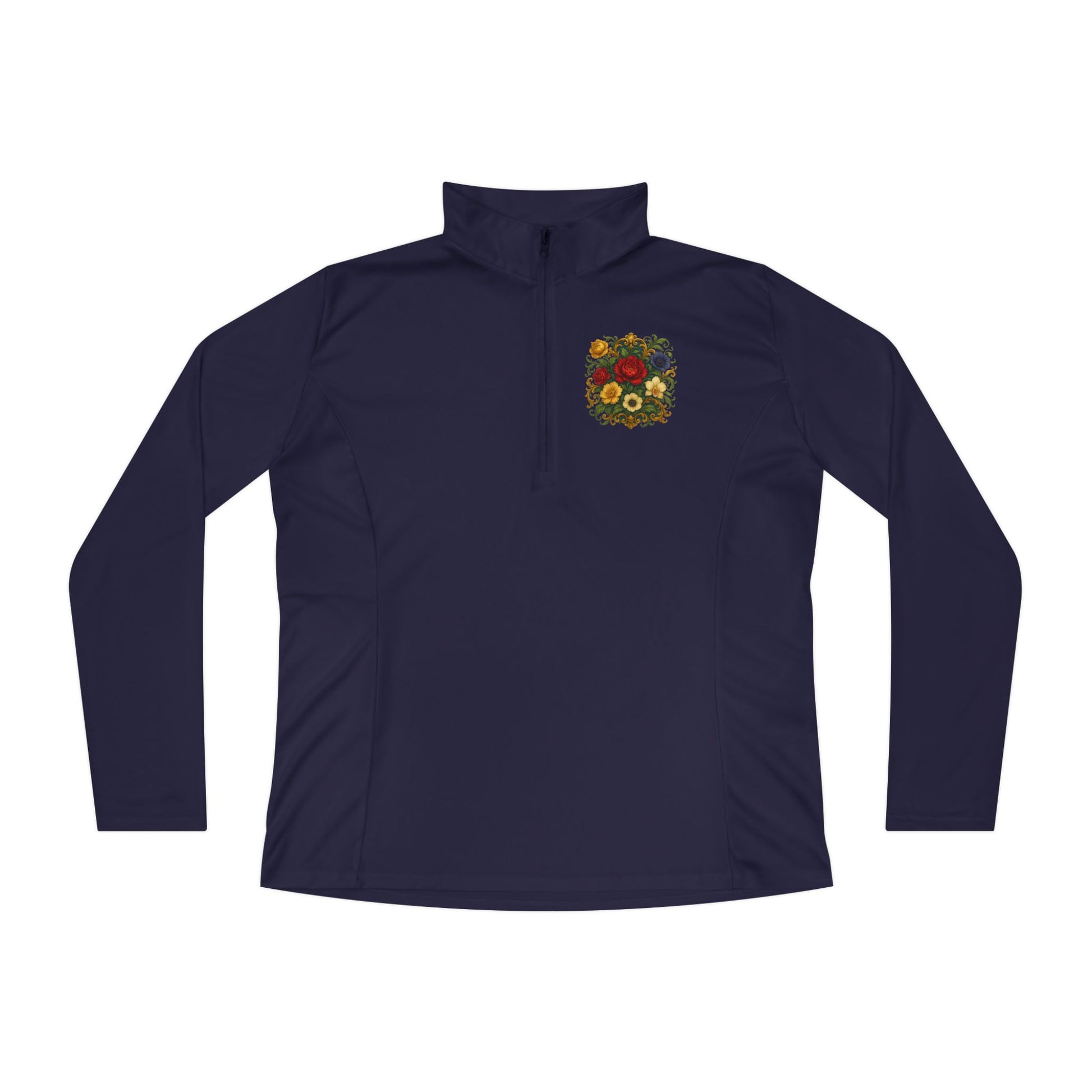 Floral Ladies Quarter-Zip Pullover – Get Cozy