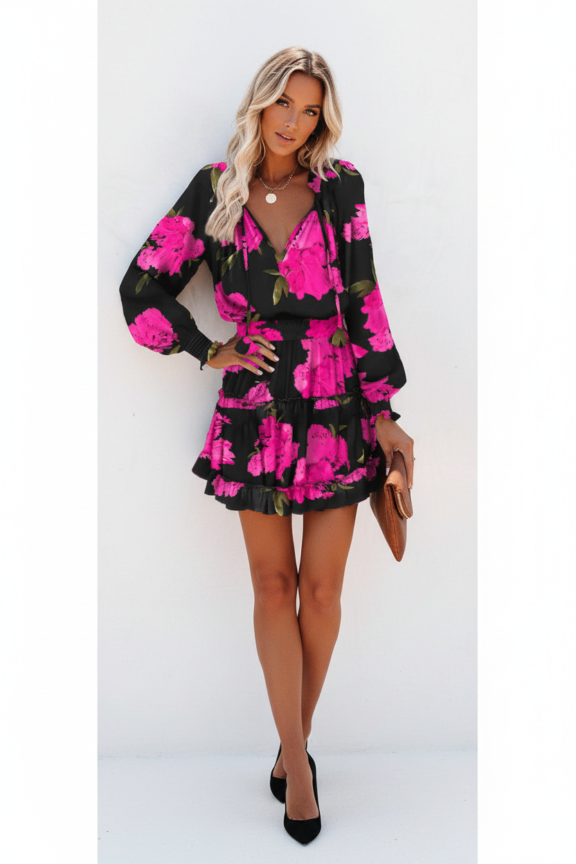 Shop Boho Long Sleeve Mini Dress | Floral