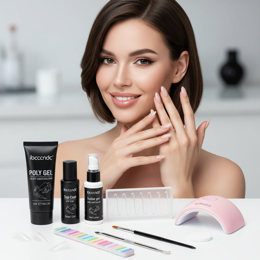 poly gel nail extension kit complete set with UV lamp and tools