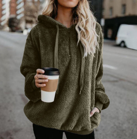 Women’s Fleece Hoodie Pullover with Zipper Pocket Coat