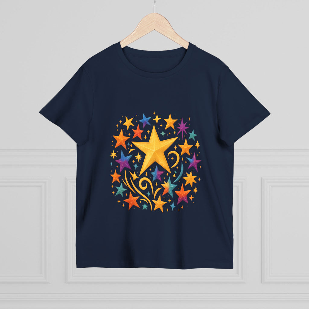 Women’s Vibrant Star Tee-100% Cotton Star Print T-Shirt