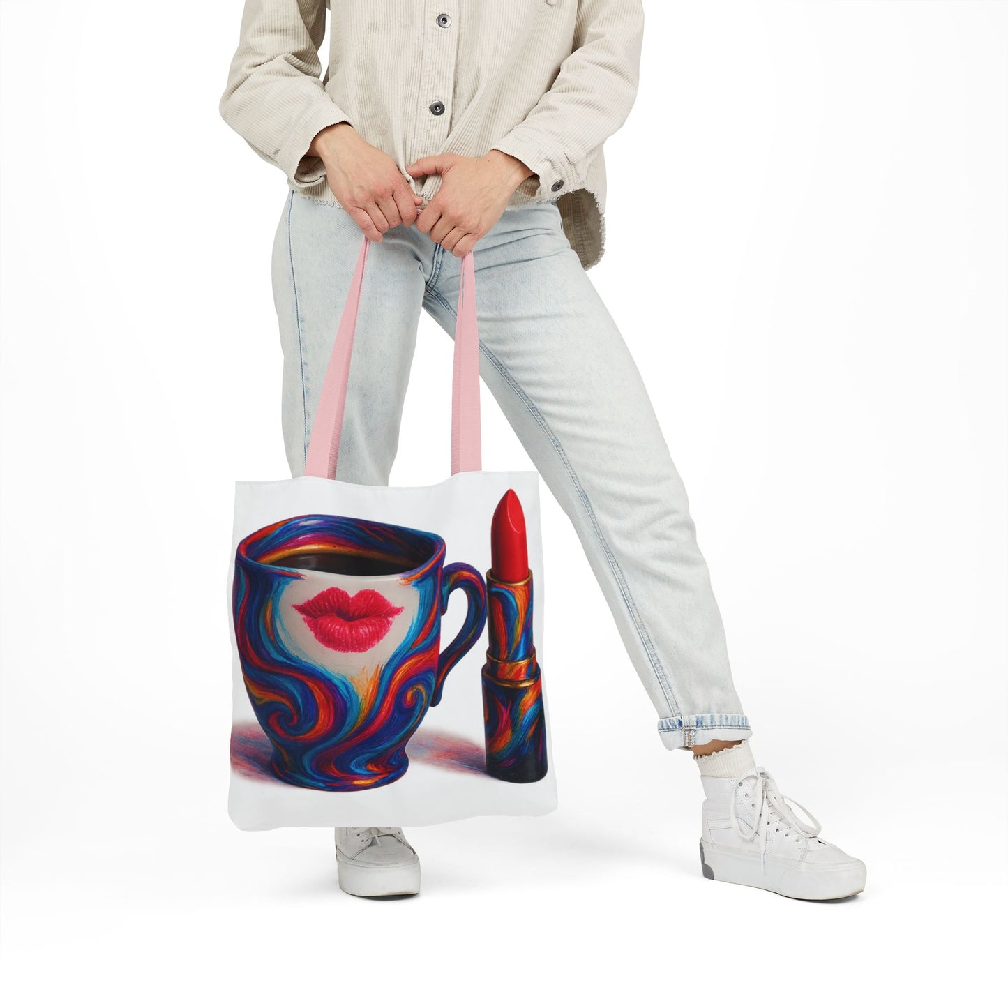 Canvas Tote Bag with 5-Color Straps & Sleek Black Lining