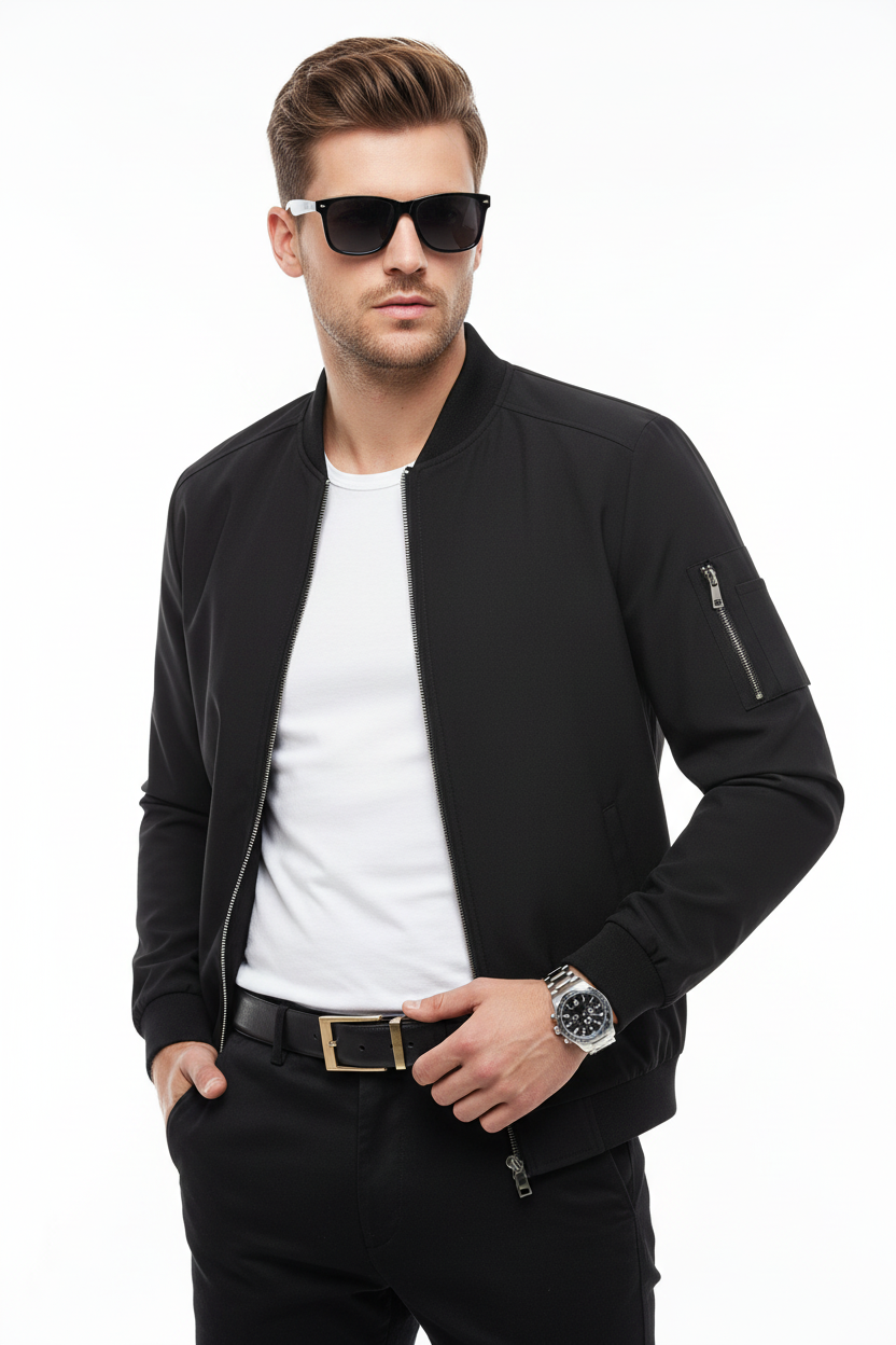 Men's Casual Baseball Jacket | Slim Fit Street Style Zip-Up