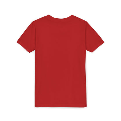Back to School youth red cotton t-shirt, back view