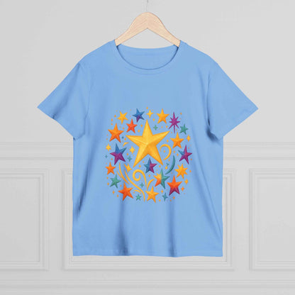 Women’s Vibrant Star Tee-100% Cotton Star Print T-Shirt