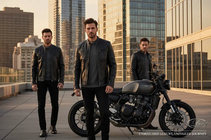 men's PU leather jacket front view black with stand collar and zip closure for minimal modern wardrobe essentials
