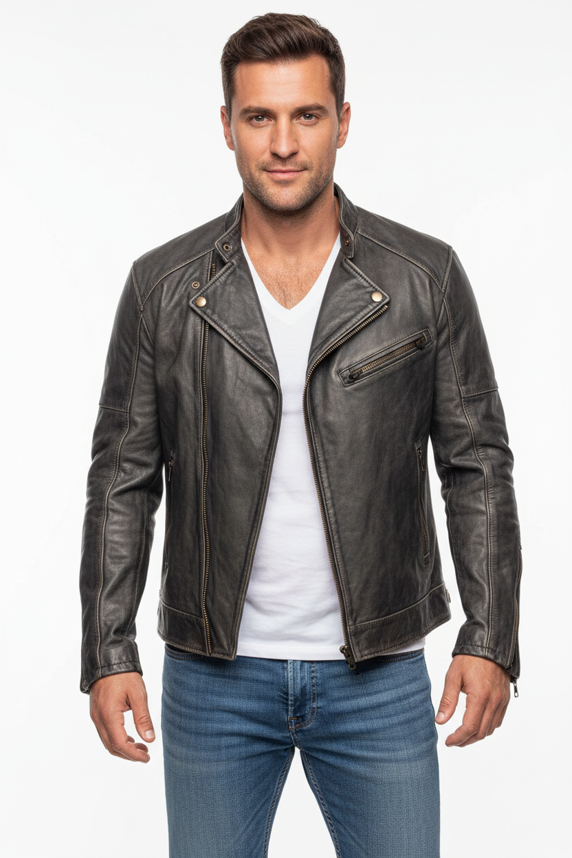 Biker Leather Jacket for Men | Punk Style