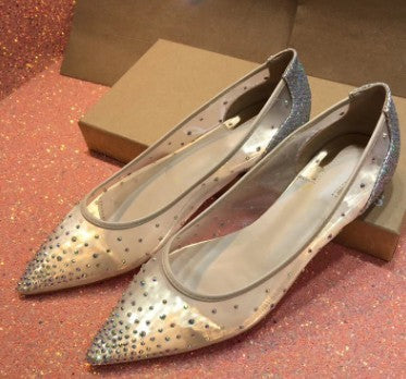 Women’s Rhinestone Mesh Heels – Pointed Pumps