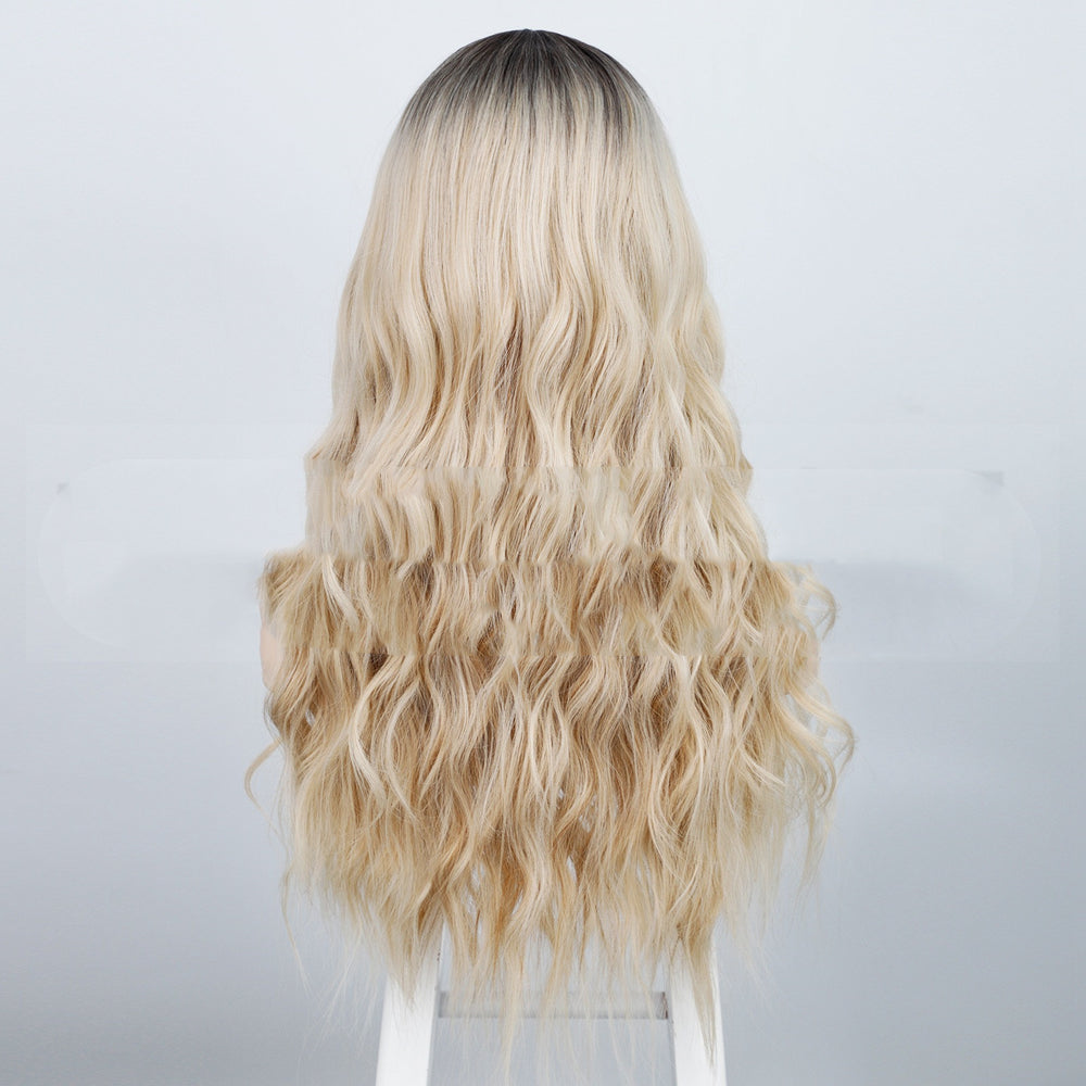 Fluffy Water Ripple Wig side profile highlighting layered curl structure in elegant studio environment