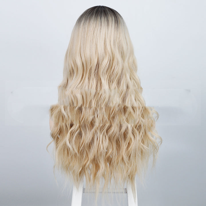 Fluffy Water Ripple Wig side profile highlighting layered curl structure in elegant studio environment