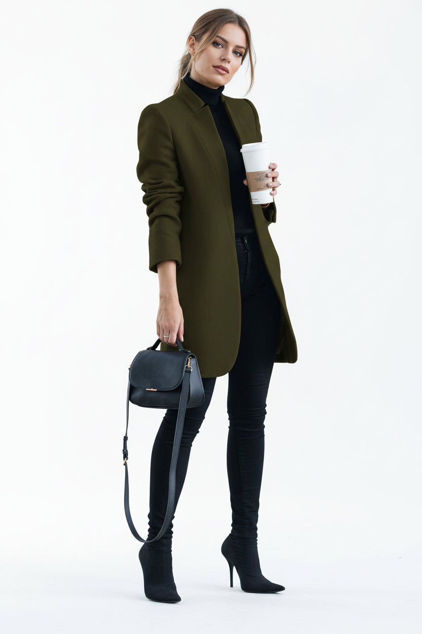 solid color wool coat women elegant city style