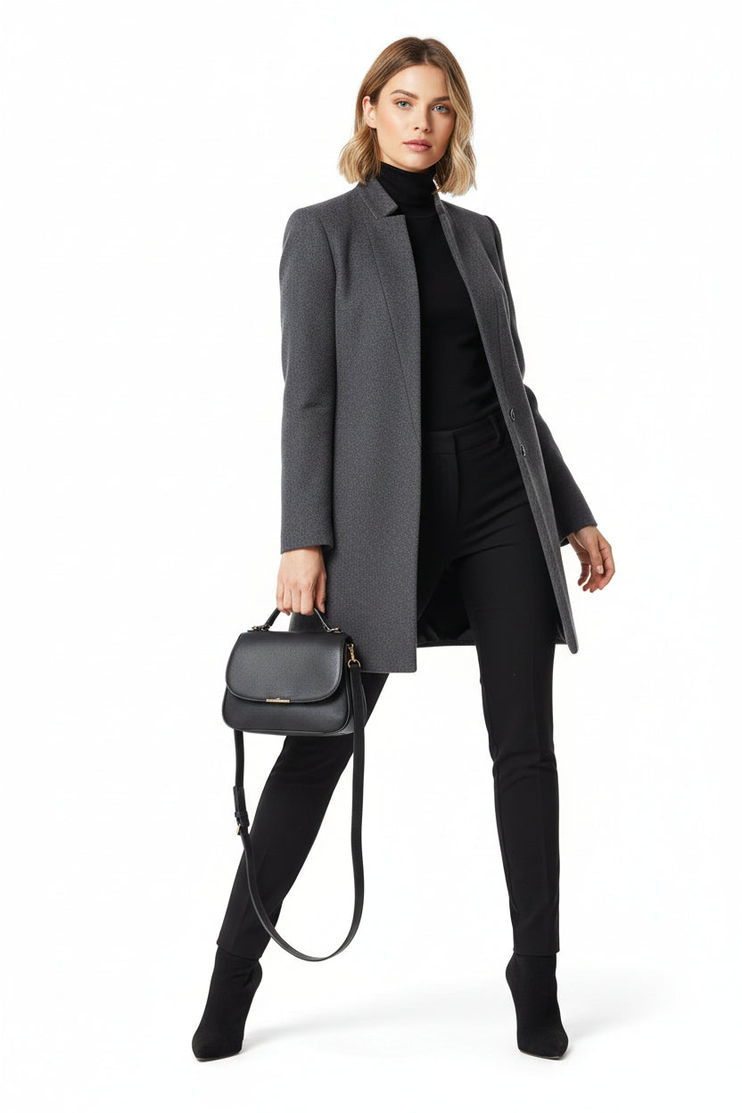 elegant stand collar coat women autumn winter outfit