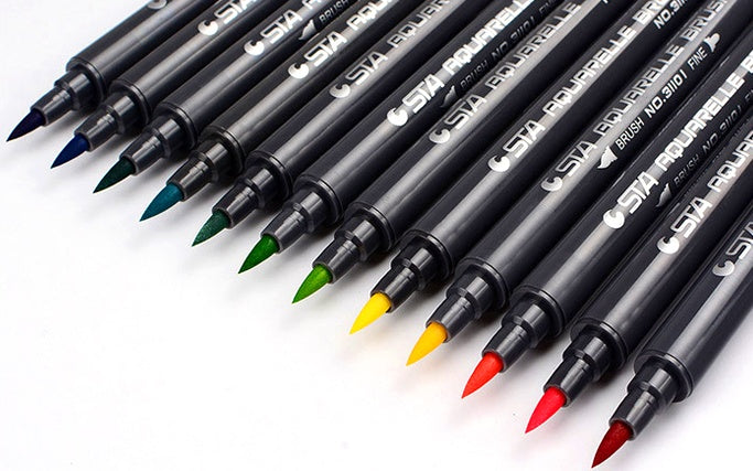 Manga drawing markers with dual tips designed for clean line work and smooth shading