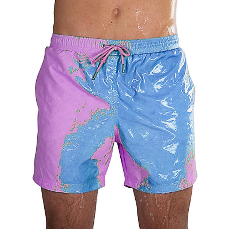Men’s Color-Changing Beach Shorts – Quick-Dry Swim