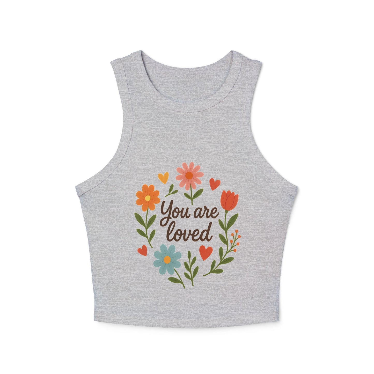 Women's Floral Quote Racer Tank – Ribbed Summer Fit
