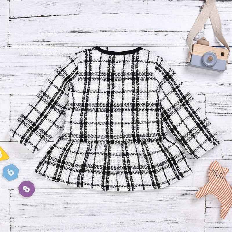 Girls Plaid Fall Two-Piece Knit Sweater & Mini Skirt