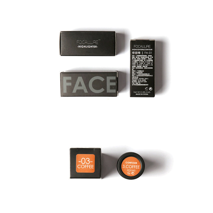Cosmetic products including boxes and containers on a white background