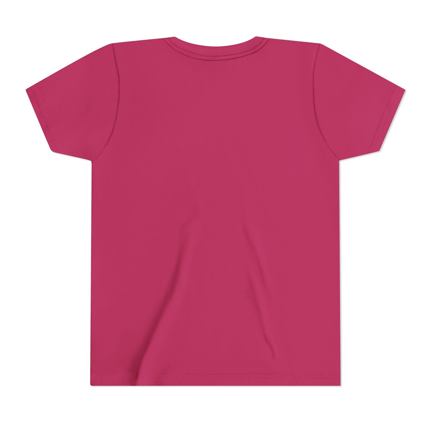 Back to School Youth Tee in bright pink, back view