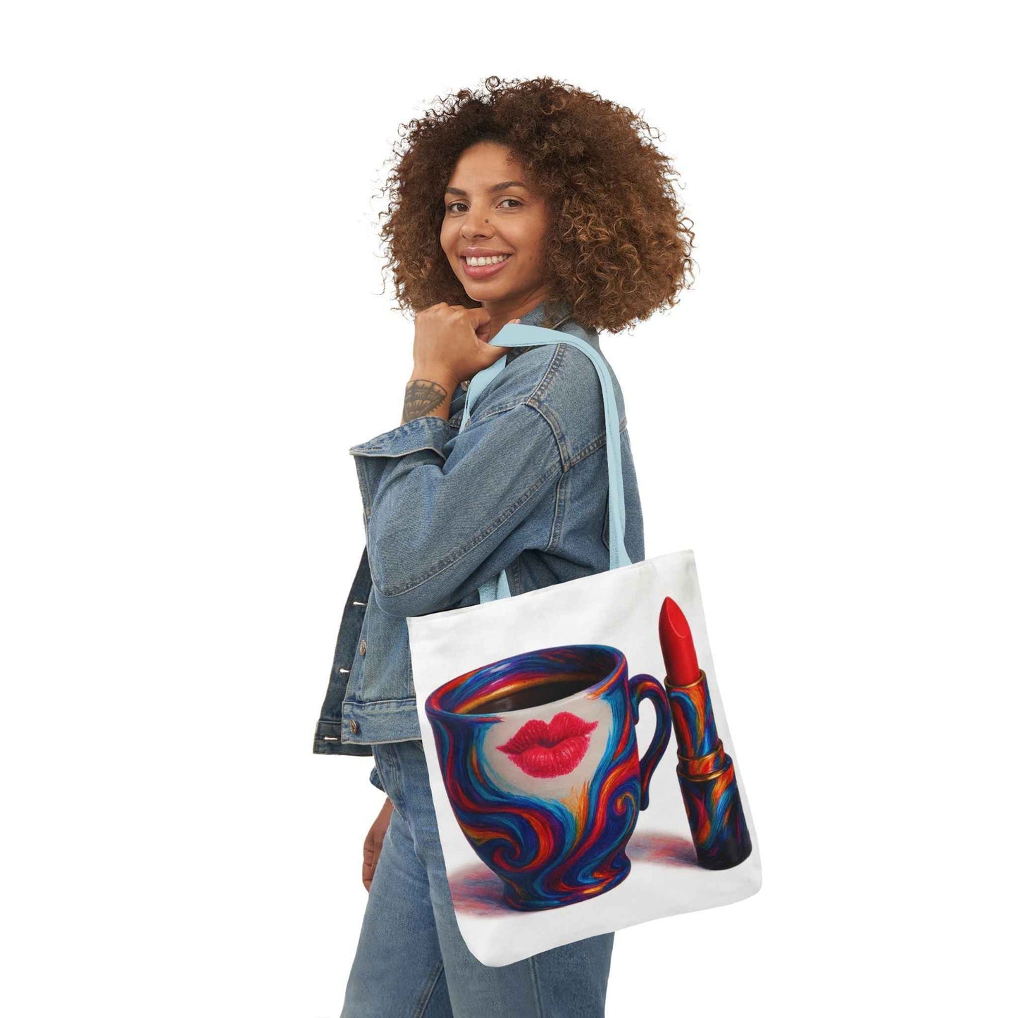 Canvas Tote Bag with 5-Color Straps & Sleek Black Lining